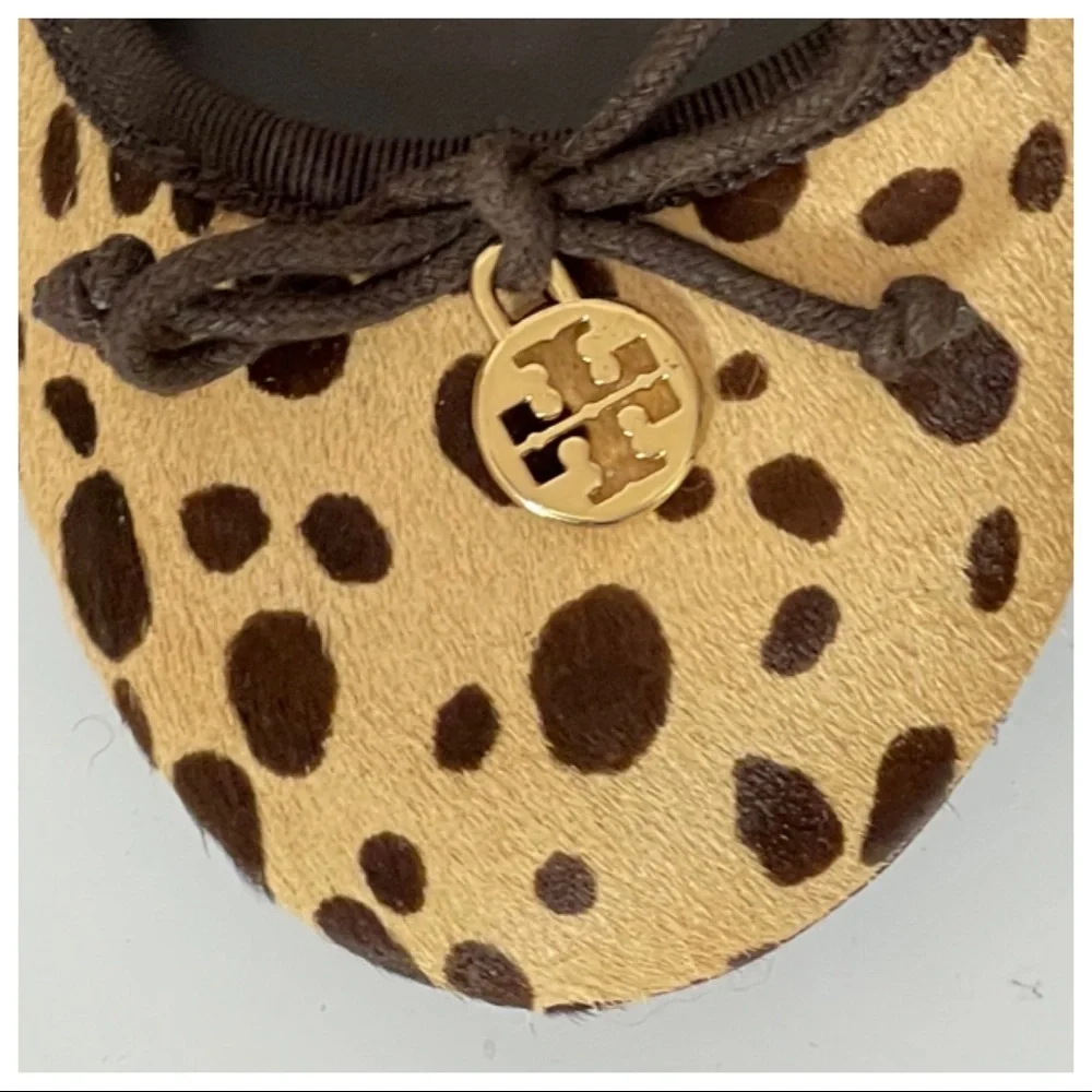 Tory Burch Leopard Bow Laila Calf Hair Ballet Flat